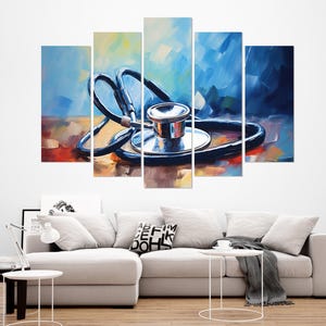 Stethoscope Painting Canvas Print, Therapist Gift, Hospital Wall Art, Framed and Ready to Hang image 6