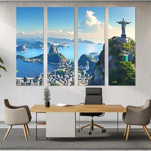 Rio De Janeiro Canvas Print, Large Rio De Janeiro Skyline, Brazil, Christ the Redeemer, Rio Wall Art, Rio Poster, Framed and Ready to Hang image 4