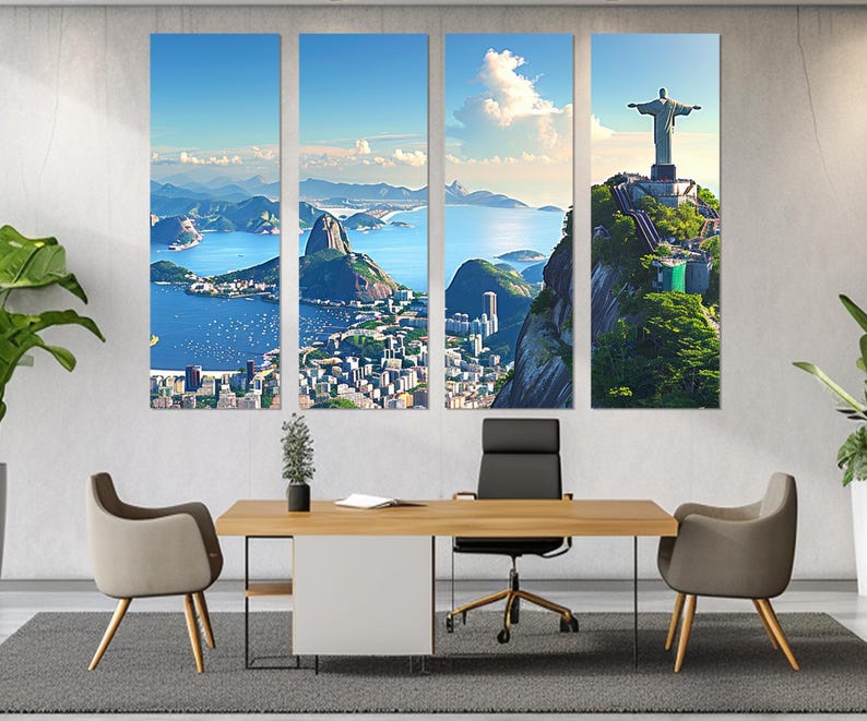 Rio De Janeiro Canvas Print, Large Rio De Janeiro Skyline, Brazil, Christ the Redeemer, Rio Wall Art, Rio Poster, Framed and Ready to Hang image 4