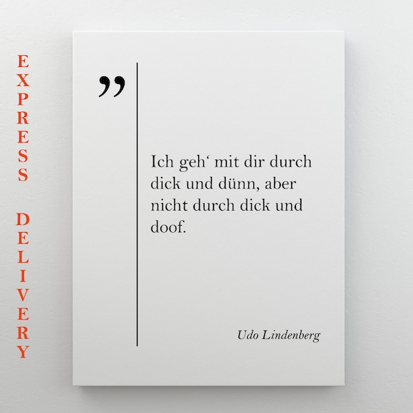 Udo Lindenberg citaat canvas print Deutsche Zitaten Duitse citaten Duitse muur kunst Duitse rock Quotes medewerker gift vrouw gift echtgenoot gift