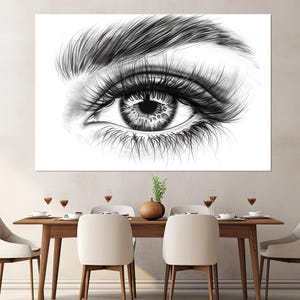 Abstract Female Eye Canvas Print, Makeup Wall Art, Eye Painting, Fashion Wall Art, Makeup Studio Decor, Framed and Ready to Hang