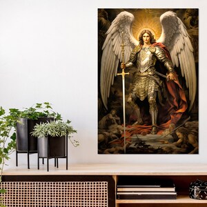 St. Michael the Archangel Painting Canvas Print, Roman Catholic Wall Art, St. Michael Poster ...