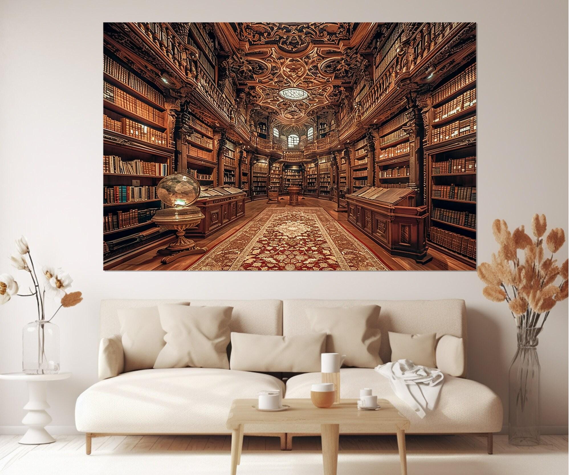 Library Canvas Print, Library Wall Art, Abstract Library Canvas Art ...
