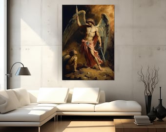 St. Michael der Erzengel Leinwanddruck, Römisch-katholische Wandkunst, St. Michael Gemälde, gerahmt und fertig zum Aufhängen