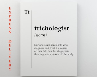 Trichologist Definition Trichologist Gift Stylist Hairdressing Salon Barbershop Wall Art Coworker Gift Trichology Canvas Hairdresser Gift