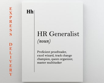 HR Generalist Gift HR Office Decor Human Resources Gift Hr Canvas Art Hr Definition Recruiter Coworker New Job Gift Hr Decor Professions