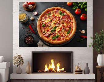 Pizza Canvas Print, Pizza Wall Art, Kitchen Wall Decor, Restaurant Decor, Pizza Lover Gift, Pizzeria Decor, Framed and Ready to Hang