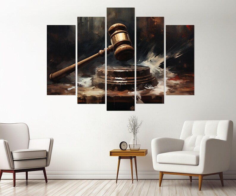 Law Wall Art, Gavel Painting Canvas Print, Lawyer Gift, Judge ...