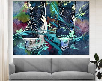 Ice Hockey Skates Canvas Print, Ice Hockey Wall Art, Vintage Hockey Canvas Print, Vintage Hockey Photo