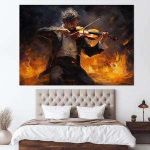 Impresión en lienzo de violinista abstracto, arte mural de violín, regalo de músico, regalo de violinista, enmarcado y listo para colgar imagen 5