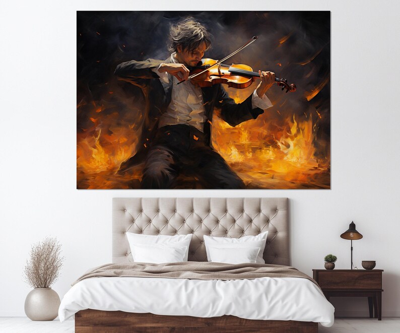 Impresión en lienzo de violinista abstracto, arte mural de violín, regalo de músico, regalo de violinista, enmarcado y listo para colgar imagen 5