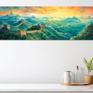 Great Wall of China Canvas Print, Chinese Wall Art, Great Wall of China Painting, China Canvas Print, Framed and Ready to Hang