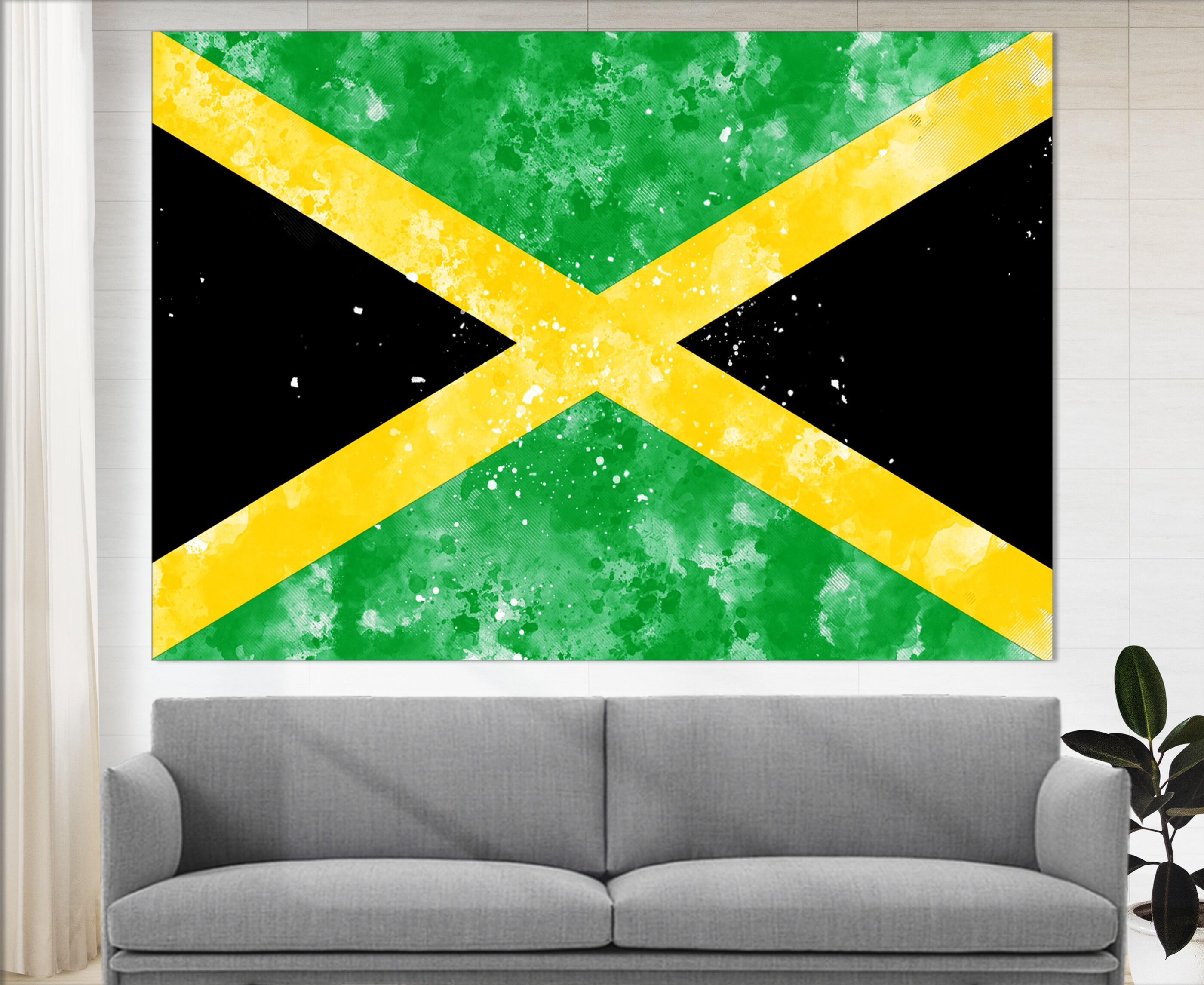 Jamaica Flag Canvas Print Jamaica Wall Art Flag of Jamaica Etsy