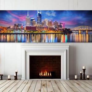 Abstract Nashville Canvas Print, Nashville Painting, Nashville Wall Decor, Large Nashville Poster, Nashville Skyline, Framed & Ready to Hang