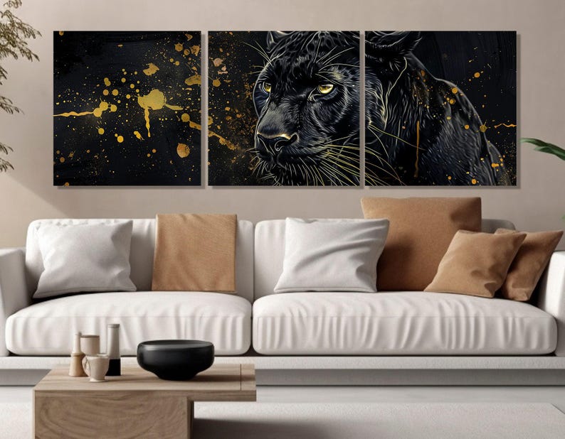 Abstract Panther Painting Canvas Print, Scenic Panther Poster, Panther ...