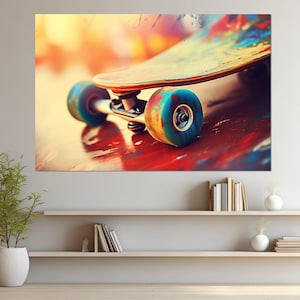 Skateboarding Wall Art, Abstract Skateboard Canvas Print, Skateboarder Gift, Skateboard Poster, Framed and Ready to Hang