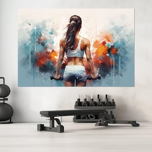 Women Workout Motivation Canvas Print, Fitness Inspiration Wall Art, Gym Wall Decor, Fitness Painting, Framed and Ready to Hang