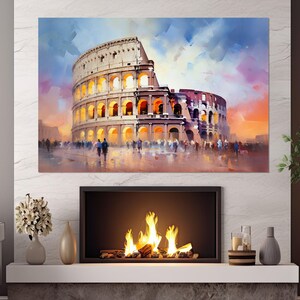 Colosseum Abstract Painting Canvas Print, Rome Wall Art, Colosseum Print, Framed and Ready to Hang