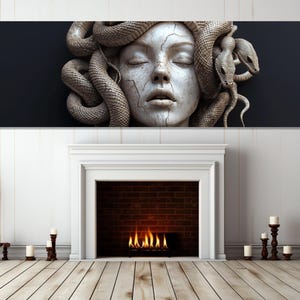 Large Medusa Painting Canvas Print, Mythology Wall Art, Medusa Gorgon Poster, Framed and Ready to Hang
