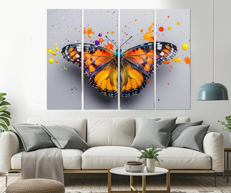 Abstract Butterfly Painting Canvas Print, Butterfly Wall Art, Butterfly ...