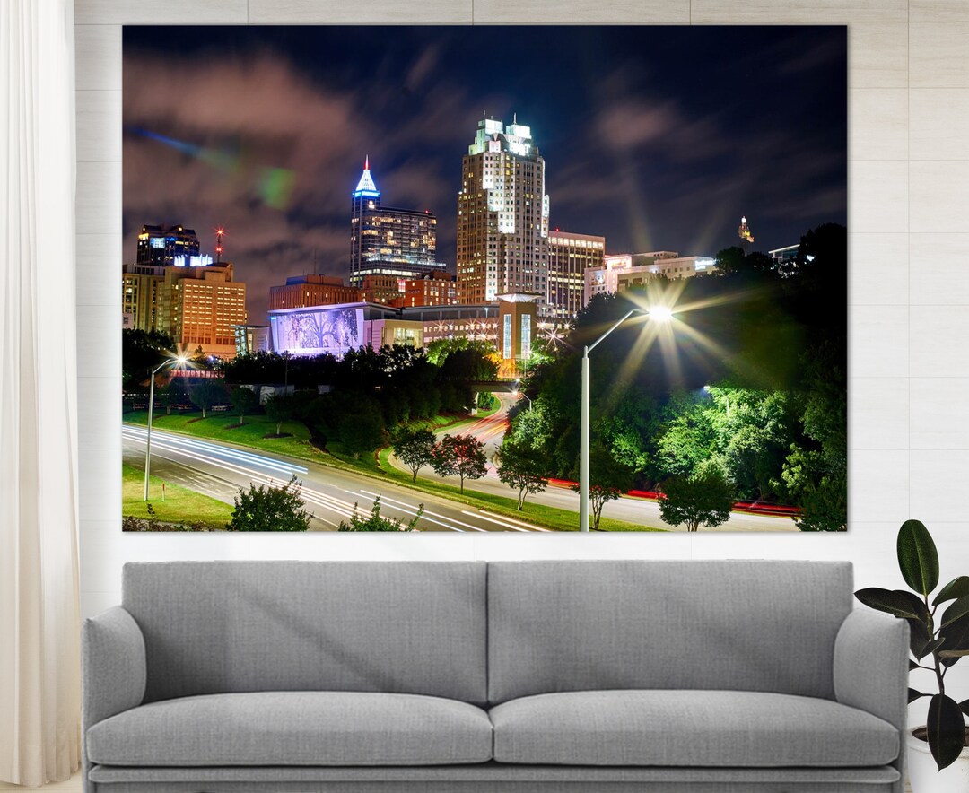 Raleigh Wall Art Raleigh Canvas Print Raleigh Skyline North Etsy