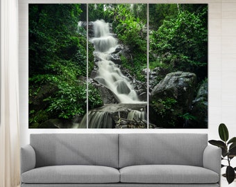 Waterfall Canvas Art, Waterfall Photo, Forest Canvas Print Forest Wall Art Nature Print, Waterfall Canvas Print