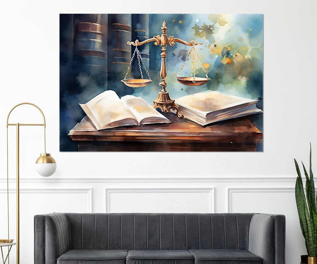 Justice Wall Art, Vintage Style Justice Oil Painting Canvas Print