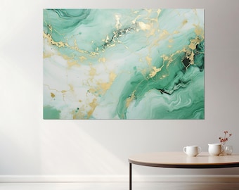 Abstract Marble Painting Canvas Print, Contemporary Wall Art, Modern Wall Decor, Framed and Ready to Hang
