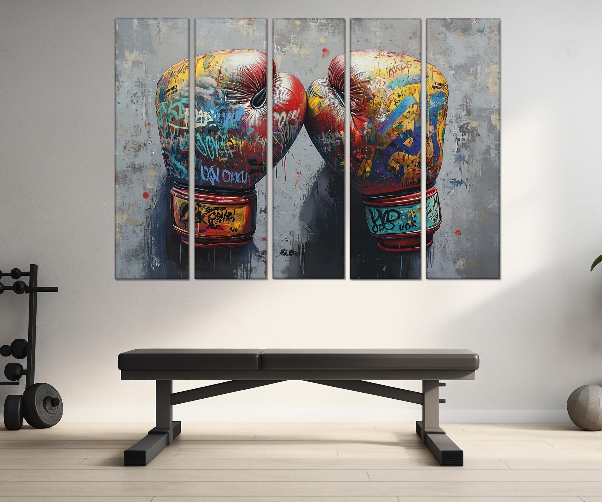 Boxing Wall Art, Abstract Boxing Gloves Painting Canvas Print, Boxing ...