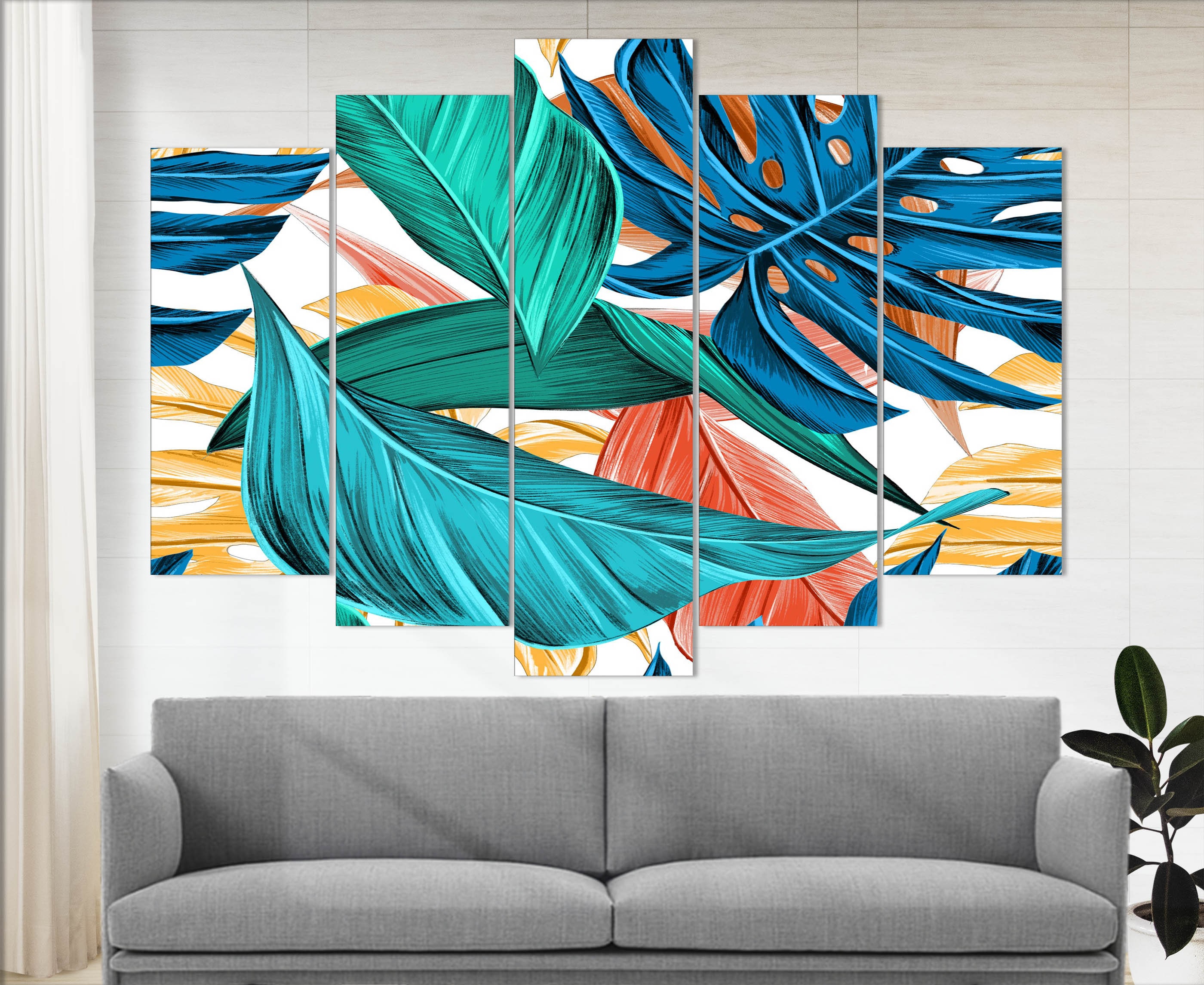 Tropical Flowers Canvas Print Tropical Wall Art Abstract Etsy