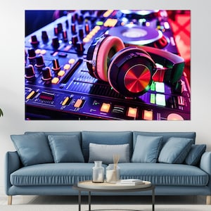 Dj Mixer Canvas Print, Dj Gift, Night Club Wall Decor, Dj Wall Art, Disco Print, Disco Wall Decor, Party Wall Art, Framed & Ready to Hang