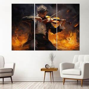 Impresión en lienzo de violinista abstracto, arte mural de violín, regalo de músico, regalo de violinista, enmarcado y listo para colgar imagen 3