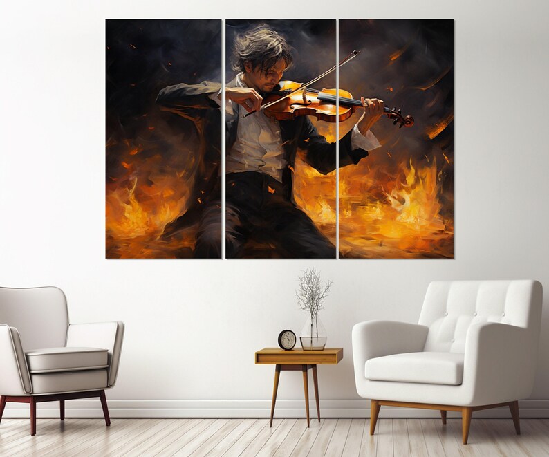 Impresión en lienzo de violinista abstracto, arte mural de violín, regalo de músico, regalo de violinista, enmarcado y listo para colgar imagen 3