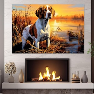 Hunting Dog Canvas Print, Hunting Wall Art, Hunter Gift, Framed and Ready to Hang