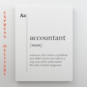 Accountant Canvas Art Definition Poster Accountant Gift Coworker Gift New Job Gift Accounting Wall Art Office Decor Dictionary Scandinavian