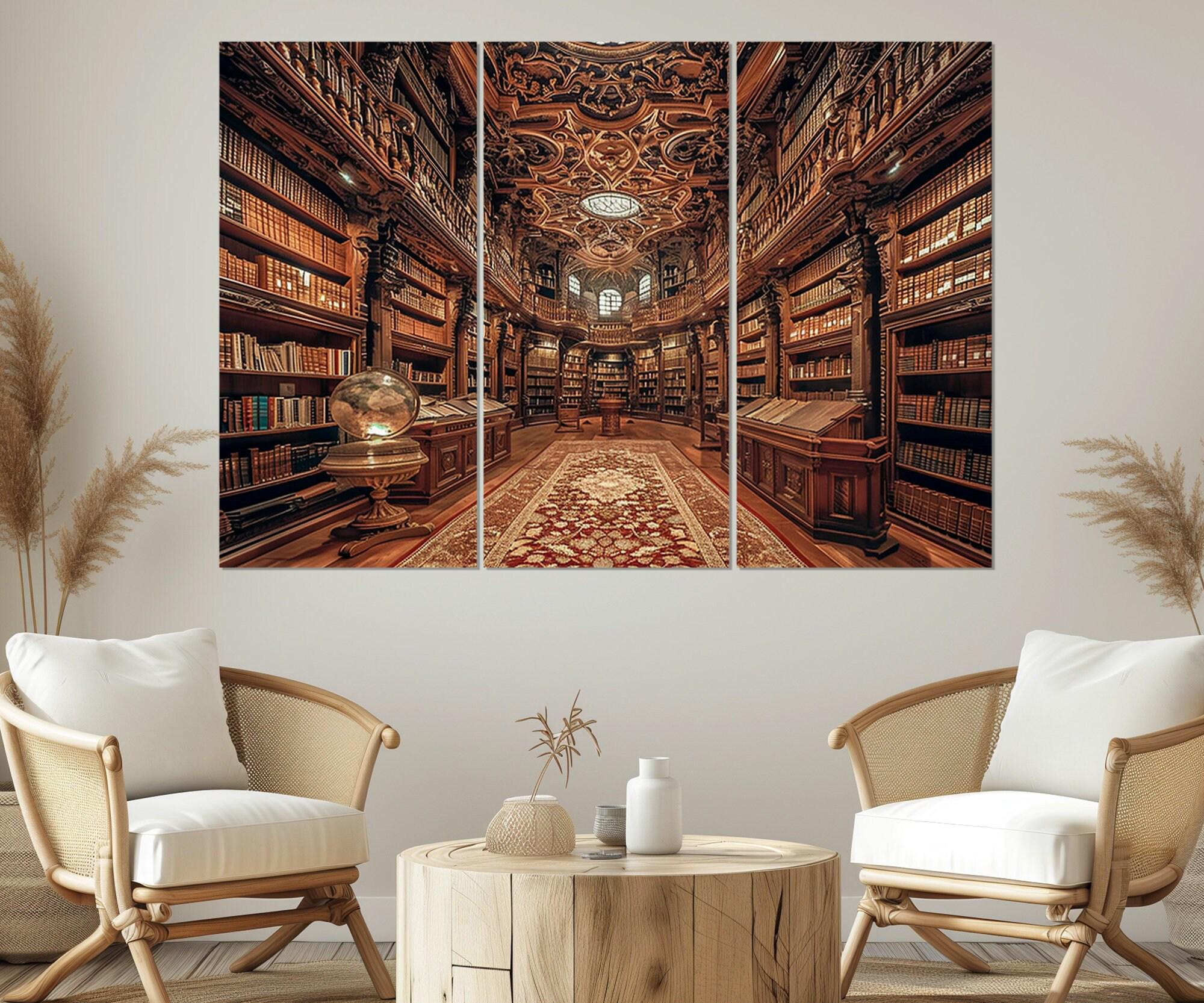 Library Canvas Print, Library Wall Art, Abstract Library Canvas Art ...