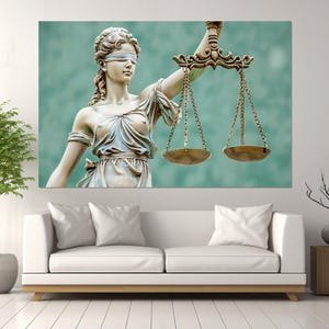 Lawyer Office Wall Decor, Lady Justice Canvas Print, Law Painting ...