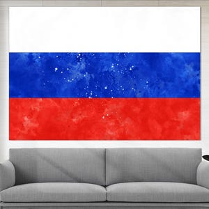 Russia Flag Canvas Print, Russia Wall Art, Flag of Russia Print, Framed and Ready to Hang