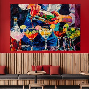 Lienzo de cócteles, regalo de barman, decoración de bar de cócteles, póster de cócteles, lienzo de cócteles para fiestas, arte de pared de barman, enmarcado y listo para colgar.