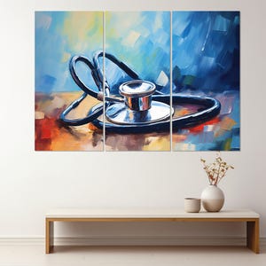 Stethoscope Painting Canvas Print, Therapist Gift, Hospital Wall Art, Framed and Ready to Hang image 7