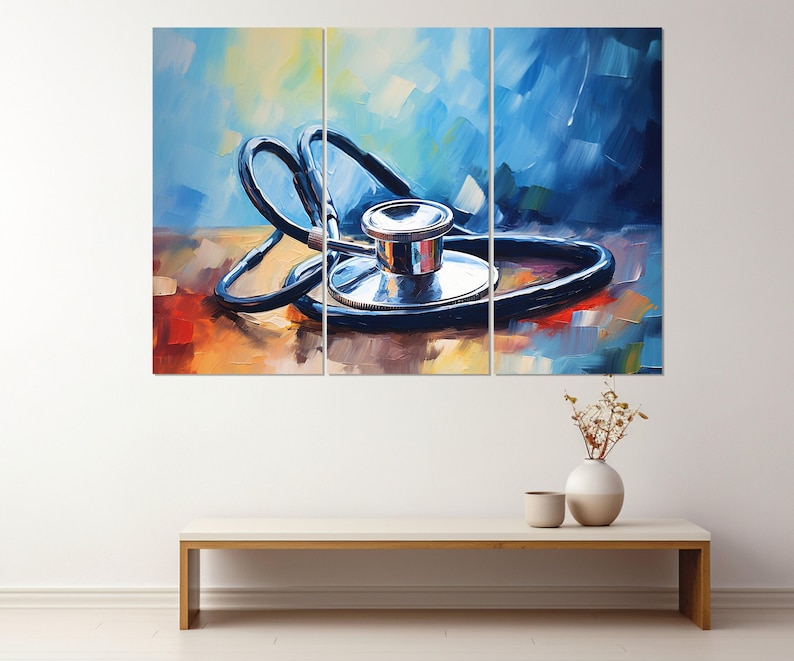 Stethoscope Painting Canvas Print, Therapist Gift, Hospital Wall Art, Framed and Ready to Hang image 7