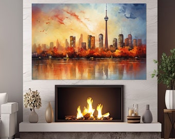 Abstract Toronto Canvas Print, Toronto Painting, Toronto Wall Art, Canada Wall Decor, Canada Canvas Art, Framed and Ready to Hang