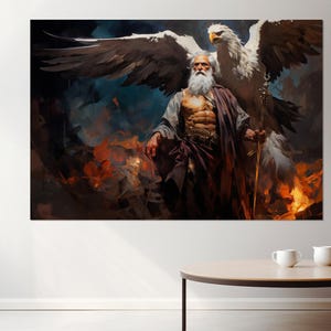 Zeus - God of Sky and Weather Painting, Zeus Canvas Print, Greek Mythology, Framed and Ready to Hang