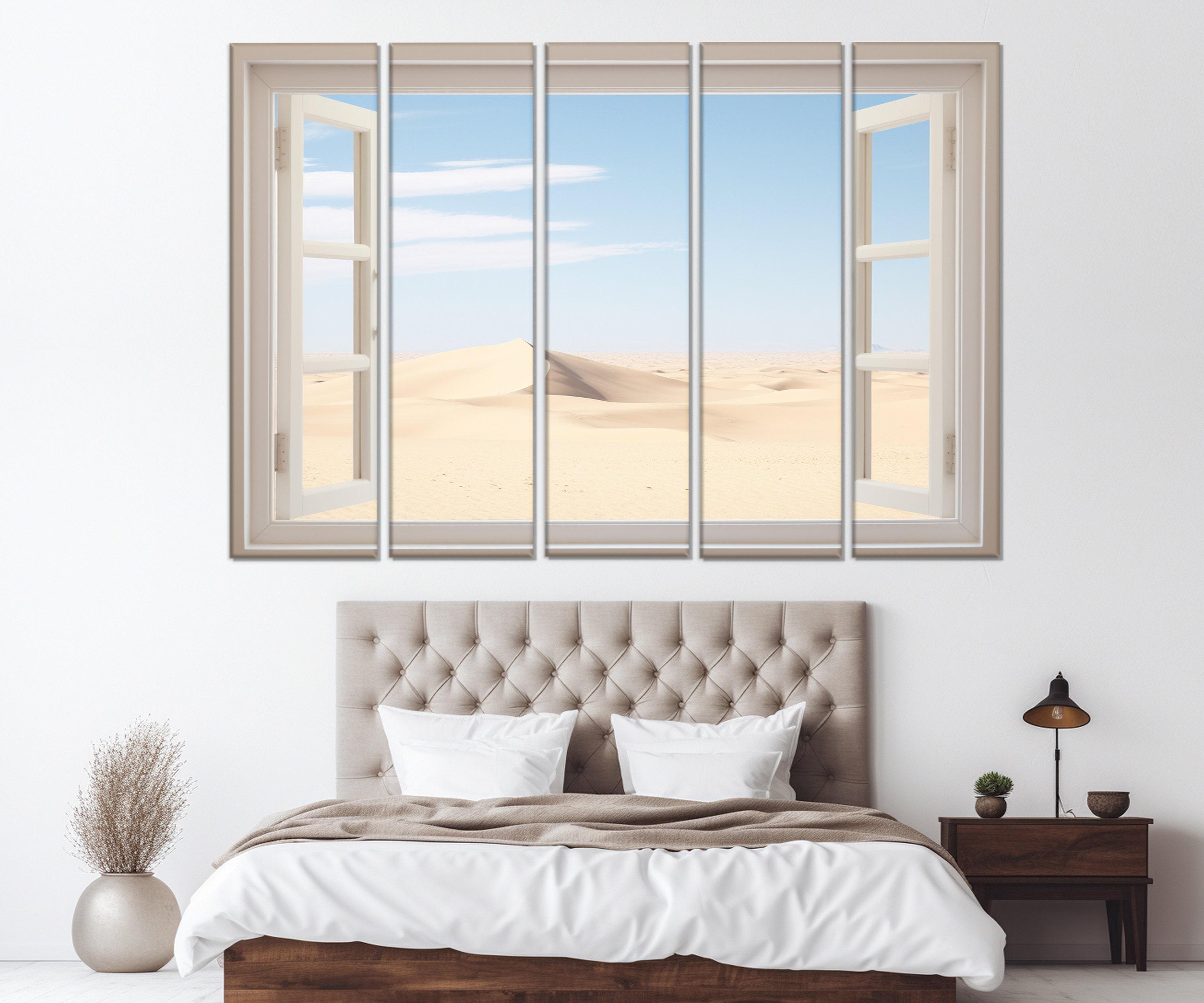 Window Picture Desert Open Window With a Desert Landscape Canvas Print, Desert Wall Art, Faux ...