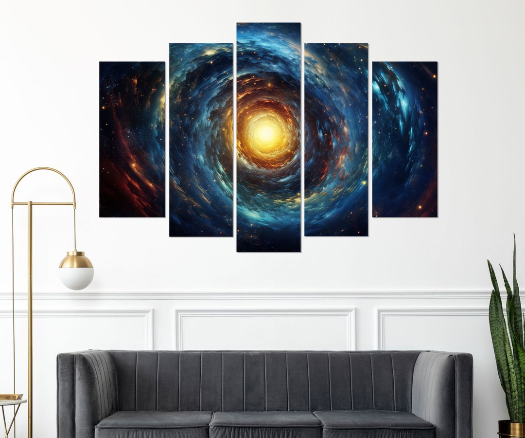 Spiral Galaxy Painting Canvas Print, Abstract Universe Wall Art, Galaxy ...