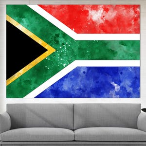 South Africa Flag Canvas Print, South Africa Wall Art, Flag of South Africa Print
