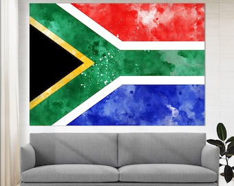 South Africa Flag Canvas Print, South Africa Wall Art, Flag of South Africa Print