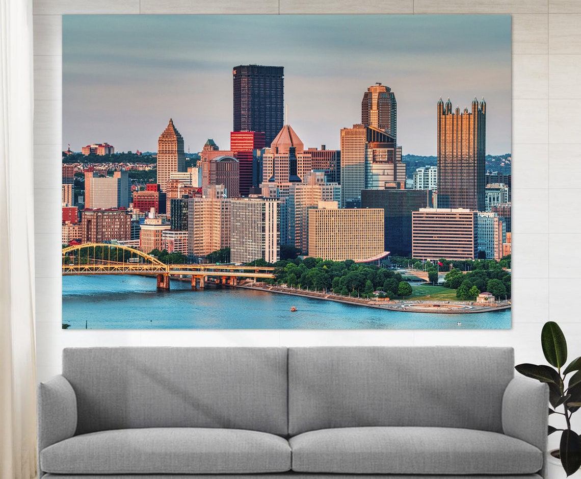 Pittsburgh Skyline Pittsburgh Wall Art Pittsburgh Canvas Etsy