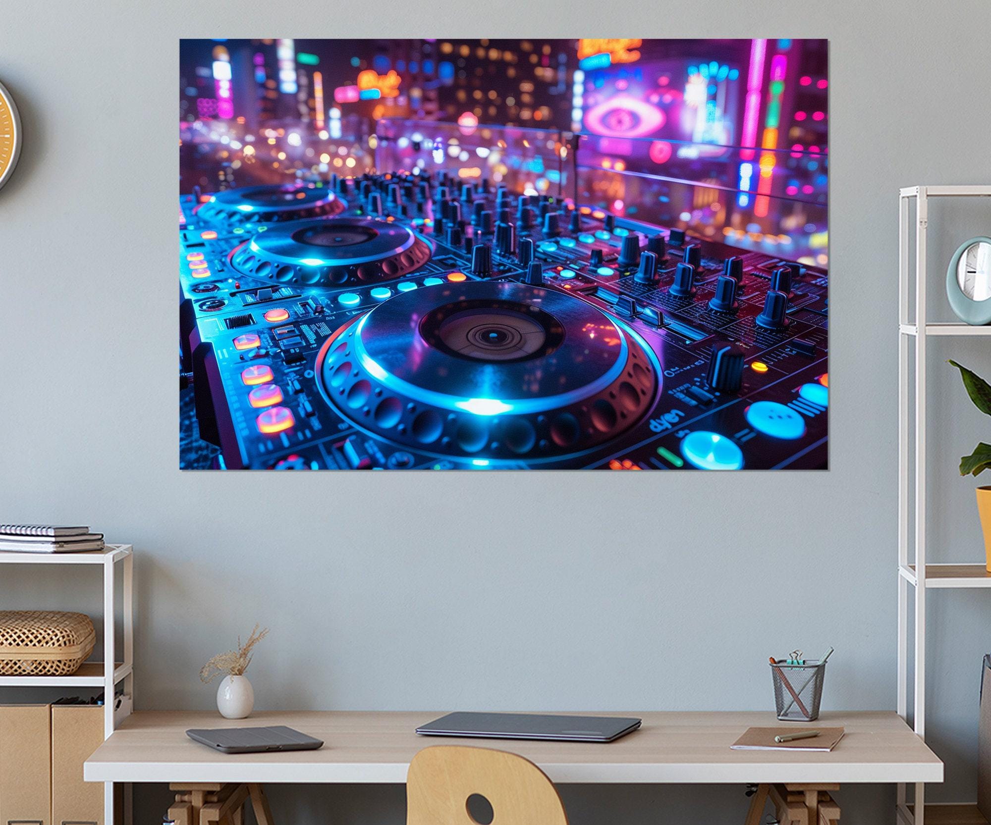 Dj Mixer Canvas Print, Night Club Wall Decor, Dj Gift, Dj Mixer