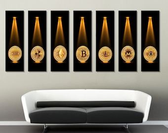 Bitcoin Canvas Print, Cryptocurrency Trader Gift, Large Bitcoin Wall Decor